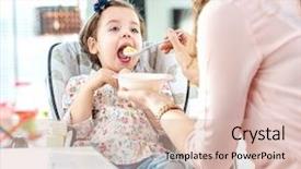  Presentation with food supply chain - Amazing slide set having nutrition month - mom giving food to her backdrop and a lemonade colored foreground