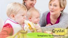  Presentation with cute baby - Theme with nutrition month - portrait of a cute background and a yellow colored foreground