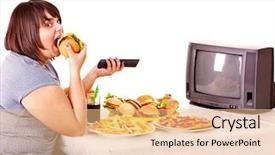  Presentation with container fast food packaging - PPT layouts enhanced with person wearing sombrero hat in funny concept background and a gray colored foreground