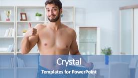  Presentation with weight loss - Colorful presentation design enhanced with nutrition obesity - man in oversized pants backdrop and a teal colored foreground