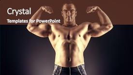  Presentation with nutrition physical activity - Slide set having nutrition physical activity - handsome muscular bodybuilder posing background and a tawny brown colored foreground