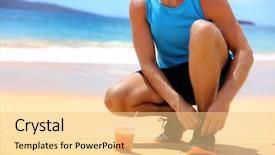  Presentation with physical fitness - Slide set enhanced with nutrition physical activity - running shoes and healthy fruit background and a lemonade colored foreground