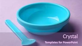 Presentation with baby color - Slides having nutrition safety - bright baby tableware on color background and a violet colored foreground