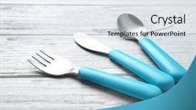  Presentation with tableware - Slide deck enhanced with nutrition safety - bright baby tableware on white background and a sky blue colored foreground