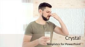  Presentation with allergy - Colorful presentation enhanced with nutrition safety - man with milk allergy backdrop and a coral colored foreground