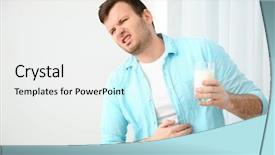  Presentation with allergy - Theme enhanced with nutrition safety - young man with milk allergy background and a sky blue colored foreground