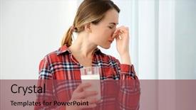  Presentation with allergy - Audience pleasing presentation theme consisting of nutrition safety - young woman with milk allergy backdrop and a tawny brown colored foreground