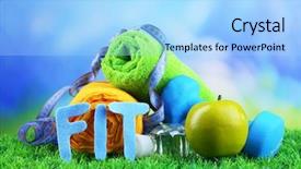  Presentation with healthy - Presentation theme enhanced with nutrition sport - fitness and healthy life conceptual background and a light blue colored foreground