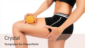  Presentation with fitness - PPT theme having nutrition sport - isolated brown hair fitness woman background and a coral colored foreground
