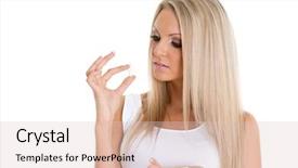  Presentation with chemistry white pills - Beautiful presentation theme featuring nutrition supplement - young slender woman with pills backdrop and a lemonade colored foreground