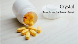  Presentation with nutrition supplements - Theme consisting of nutrition supplements yellow multivitamin pills background and a white colored foreground