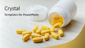  Presentation with nutrition supplements - Presentation enhanced with nutrition supplements yellow multivitamin pills background and a white colored foreground