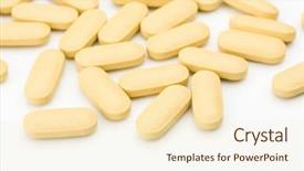  Presentation with nutrition - Audience pleasing presentation consisting of nutrition tablets on white background backdrop and a lemonade colored foreground