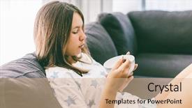  Presentation with healthy living - Audience pleasing PPT layouts consisting of nutrition teenagers - teenage girl eating morning breakfast backdrop and a coral colored foreground