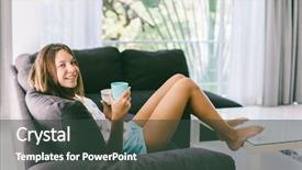  Presentation with healthy living - Beautiful PPT layouts featuring nutrition teenagers - teenage girl eating morning breakfast backdrop and a tawny brown colored foreground