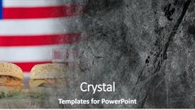  Presentation with american flag - Amazing PPT theme having nutrition transitions - burgers and american flag backdrop and a dark gray colored foreground