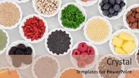  Presentation with porcelain - Audience pleasing theme consisting of nutrition vitiamen supplement - super food collection in porcelain backdrop and a coral colored foreground