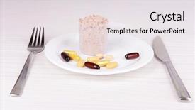  Presentation with whey - Cool new presentation with nutrition vitiamen supplement - whey protein powder in scoop backdrop and a white colored foreground