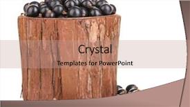  Presentation with currant - Cool new PPT theme with nutritional deficiency - black currant in wooden cup backdrop and a coral colored foreground