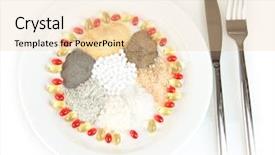  Presentation with supplement - Beautiful presentation design featuring nutritional supplements isolated on white backdrop and a lemonade colored foreground