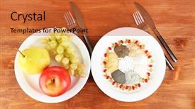  Presentation with supplement - PPT theme with nutritional supplements on wooden background background and a red colored foreground