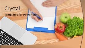  Presentation with counting - Beautiful presentation featuring nutritionist counting calories in hospital backdrop and a coral colored foreground