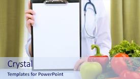  Presentation with doctor office - Presentation theme featuring nutritionist doctor with clipboard background and a sky blue colored foreground