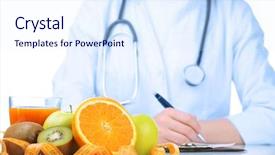  Presentation with diet - Presentation theme featuring nutritionist doctor writing diet plan background and a  colored foreground