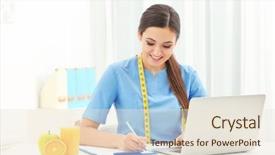  Presentation with diet - Presentation design consisting of nutritionist doctor writing diet plan background and a lemonade colored foreground