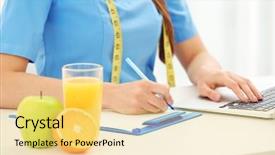  Presentation with diet - Presentation theme enhanced with nutritionist doctor writing diet plan background and a yellow colored foreground