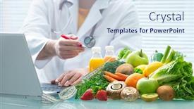  Presentation with healthy eating - Beautiful PPT layouts featuring nutritionist-is-consulting-on-healthy backdrop and a sky blue colored foreground