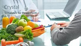  Presentation with healthy nutrition - Beautiful slides featuring nutritionist-is-consulting-the-patient backdrop and a sky blue colored foreground