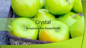  Presentation with green apples - Beautiful slides featuring nutrtion - fresh picked green apples backdrop and a yellow colored foreground