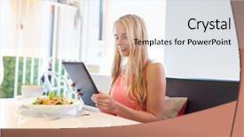  Presentation with food technology - Cool new theme with nutrtion app - eating technology people and leisure backdrop and a  colored foreground