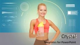 Presentation with woman sport - PPT theme having nutrtion app - fitness sport people exercising background and a coral colored foreground