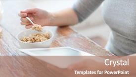  Presentation with technology health - PPT layouts having nutrtion app - health technology internet food background and a coral colored foreground