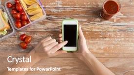  Presentation with food technology - Presentation theme having nutrtion app - healthy eating dieting technology background and a coral colored foreground