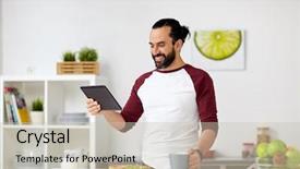  Presentation with healthy people - Audience pleasing theme consisting of nutrtion app - vegetarian food healthy eating people backdrop and a  colored foreground