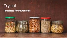  Presentation with pantry - Colorful presentation design enhanced with nuts-and-seeds-in-jars backdrop and a tawny brown colored foreground