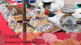  Presentation with asian food - Audience pleasing presentation design consisting of nuts and spices at street backdrop and a red colored foreground
