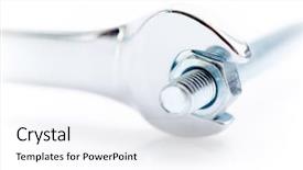  Presentation with nut - Amazing PPT theme having nuts bolts - detail of chrome wrench turning backdrop and a white colored foreground