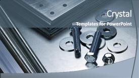  Presentation with parts - PPT theme consisting of nuts bolts - metal work tools steel parts background and a ocean colored foreground