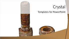  Presentation with nut - Beautiful presentation theme featuring nuts bolts - rusty nut and bolt isolated backdrop and a  colored foreground