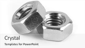  Presentation with chromed screw nuts and bolts - Slide deck having nuts bolts - screw isolated on the white background and a light gray colored foreground