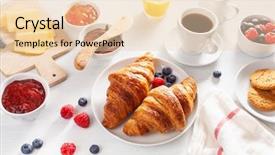  Presentation with chocolate nuts - PPT layouts enhanced with nuts croissant jam chocolate spread background and a lemonade colored foreground