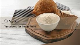  Presentation with nut - Amazing theme having nuts free - bowl with coconut flour backdrop and a coral colored foreground