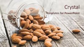  Presentation with almond - Colorful PPT layouts enhanced with nuts in jar unpeeled almonds backdrop and a lemonade colored foreground
