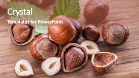  Presentation with chemistry leaves green leaf - Amazing PPT theme having nutshell - hazelnuts and hazelnut leaves backdrop and a red colored foreground
