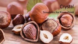  Presentation with leaves - Beautiful theme featuring nutshell - hazelnuts and hazelnut leaves backdrop and a red colored foreground