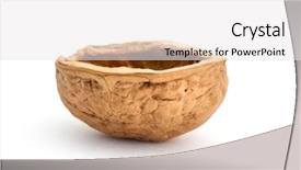  Presentation with walnut - Colorful presentation theme enhanced with nutshell - walnut shell isolated on white backdrop and a white colored foreground